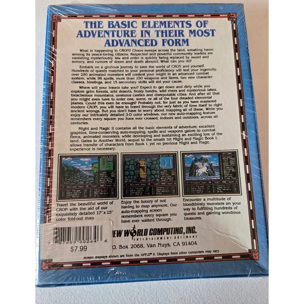 Sealed Vintage Might and‎ Magic II IBM PC Big Box Game